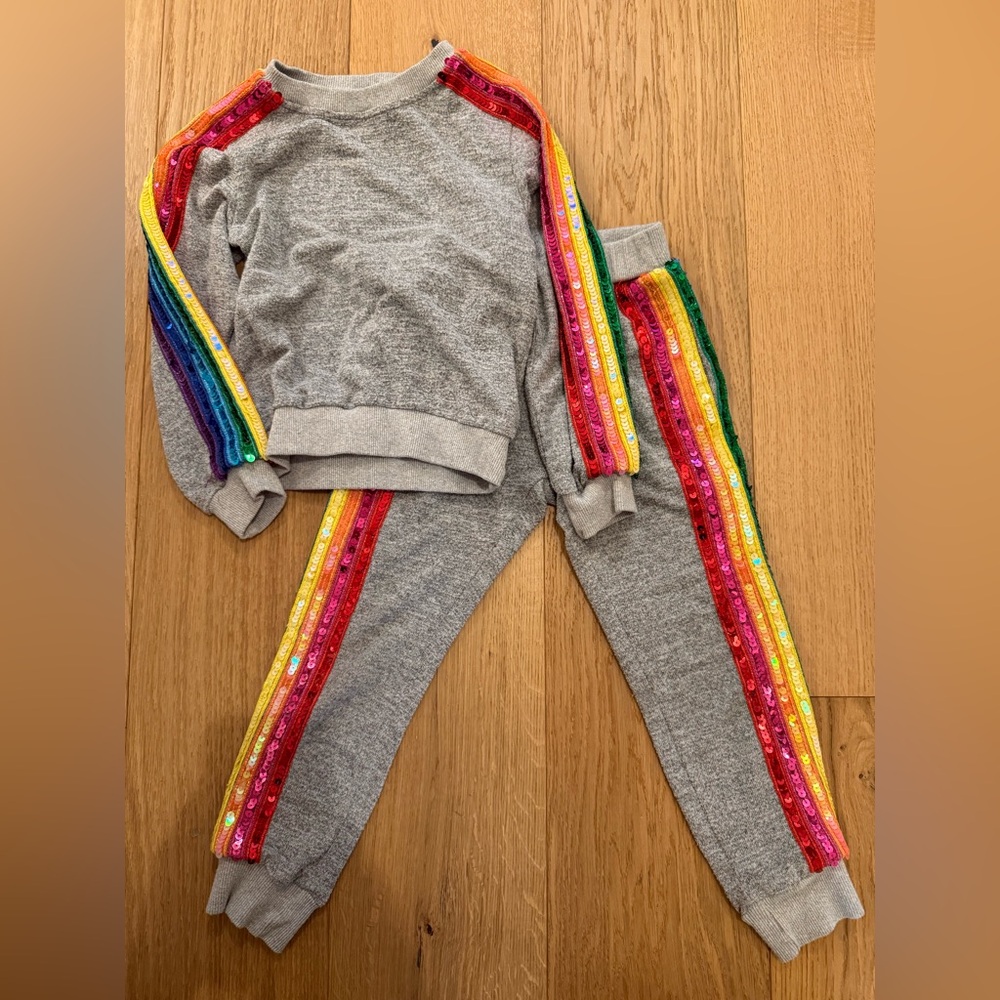 Lola and the Boys sequin sweatpants and sweatshirt